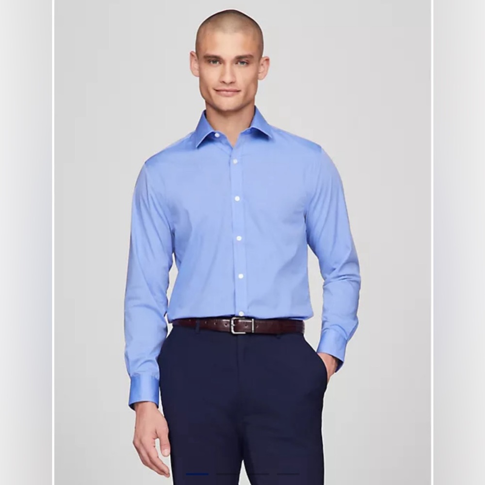 Tommy Hilfiger- Slime fit light, blue button-down, men’s dress shirt, size 17